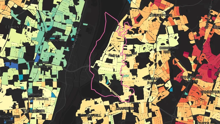 House price heatmap showing property values across Highams Park