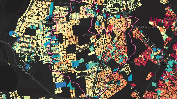 House price heatmap showing property values across Highams Park