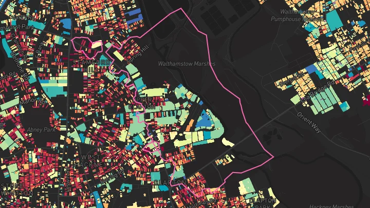 House price heatmap showing property values across Clapton