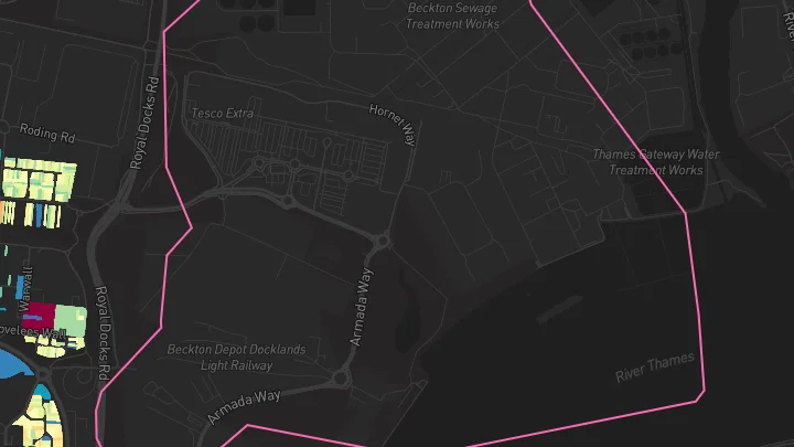 House price heatmap showing property values across Gallions Reach