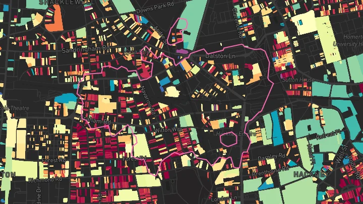 House price heatmap showing property values across Hackney Downs
