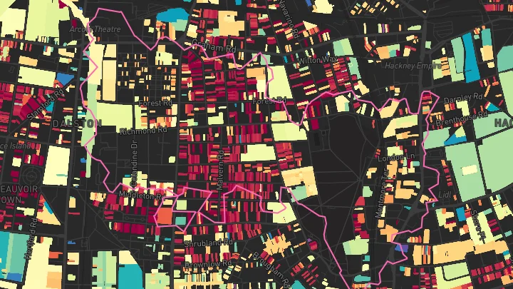 House price heatmap showing property values across London Fields