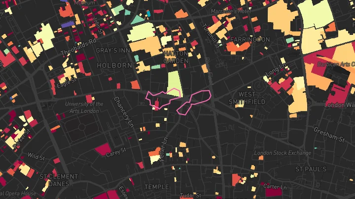 House price heatmap showing property values across Chancery Lane