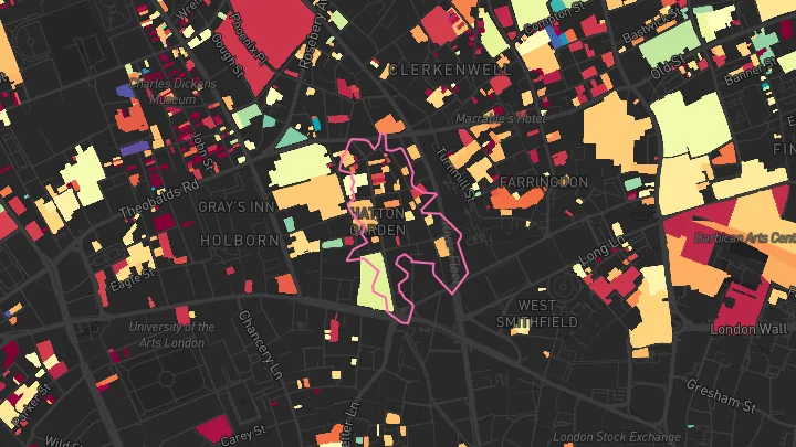 House price heatmap showing property values across Chancery Lane
