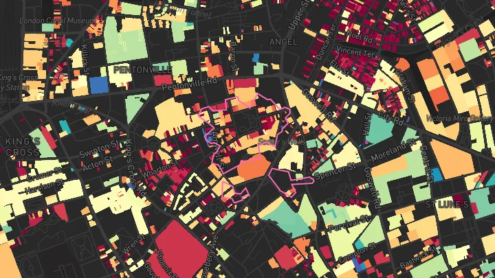 House price heatmap showing property values across Angel