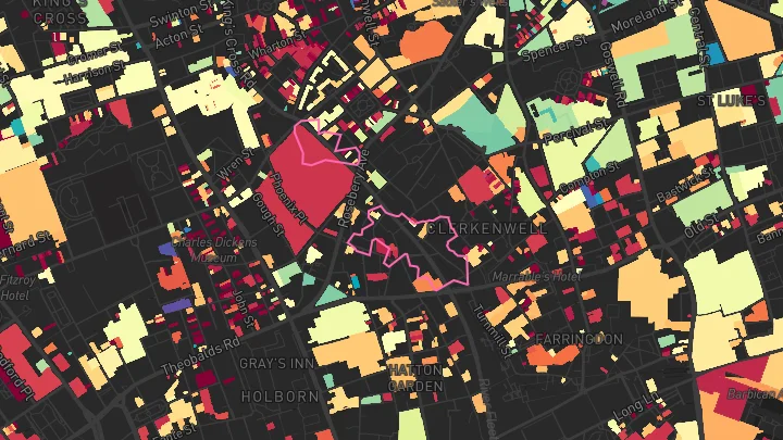House price heatmap showing property values across Chancery Lane