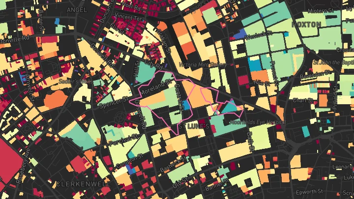 House price heatmap showing property values across Barbican