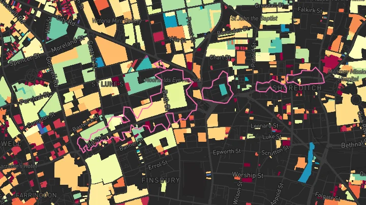 House price heatmap showing property values across Old Street