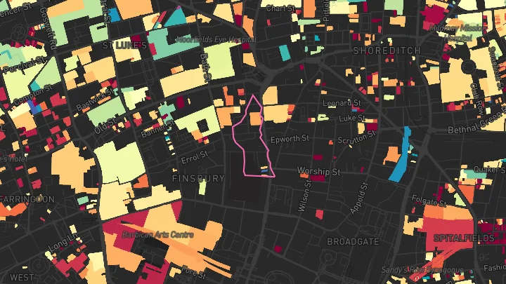 House price heatmap showing property values across Old Street
