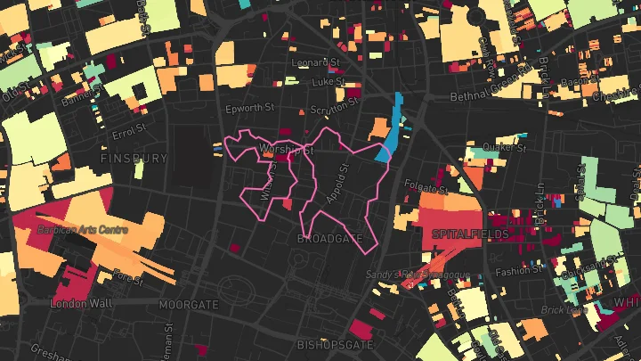 House price heatmap showing property values across Liverpool Street