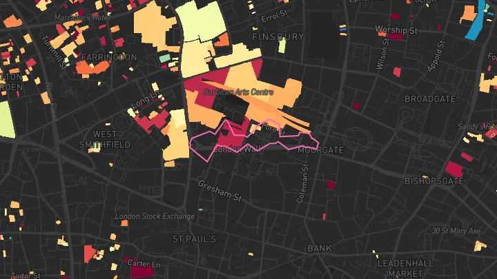 House price heatmap showing property values across Moorgate