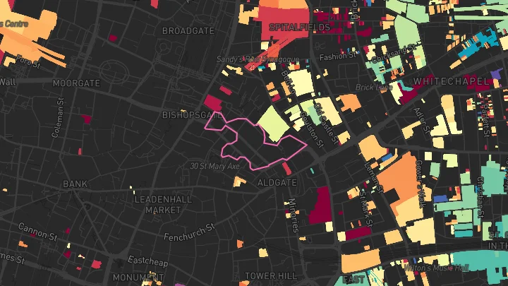 House price heatmap showing property values across Aldgate