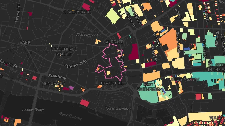 House price heatmap showing property values across Fenchurch Street