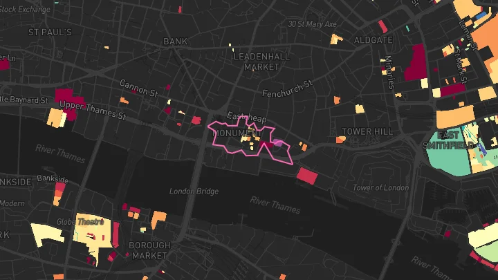 House price heatmap showing property values across Monument