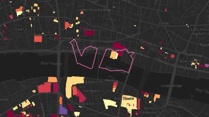 House price heatmap showing property values across Mansion House