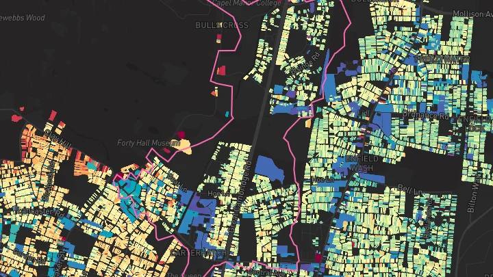House price heatmap showing property values across Turkey Street
