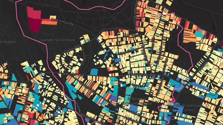 House price heatmap showing property values across Gordon Hill