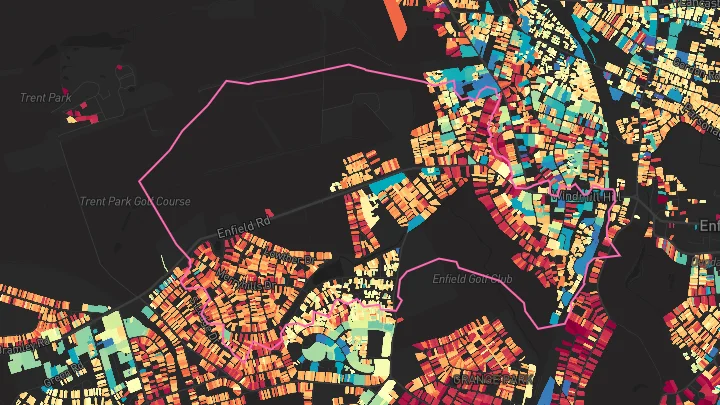 House price heatmap showing property values across Enfield Chase