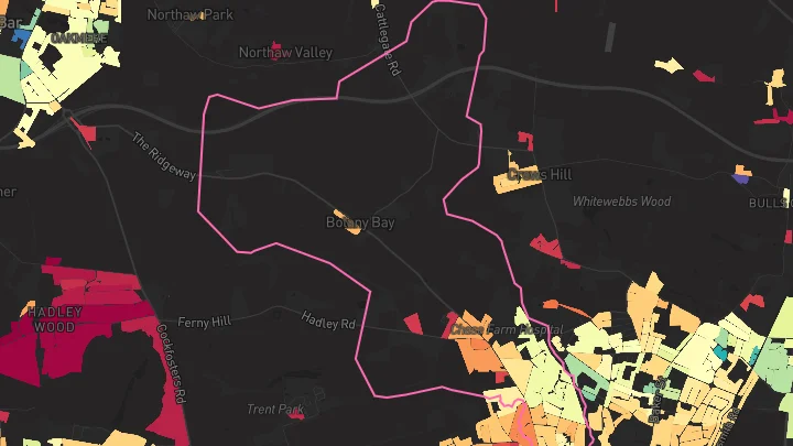 House price heatmap showing property values across Gordon Hill