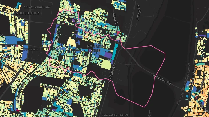 House price heatmap showing property values across Southbury