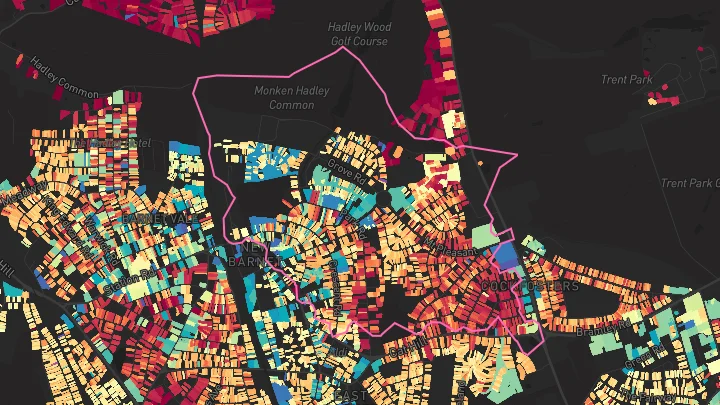 House price heatmap showing property values across New Barnet