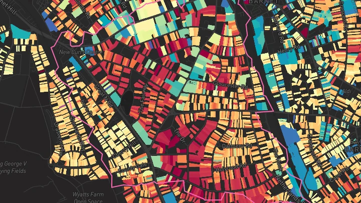 House price heatmap showing property values across New Barnet