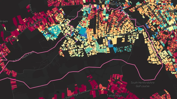 House price heatmap showing property values across High Barnet