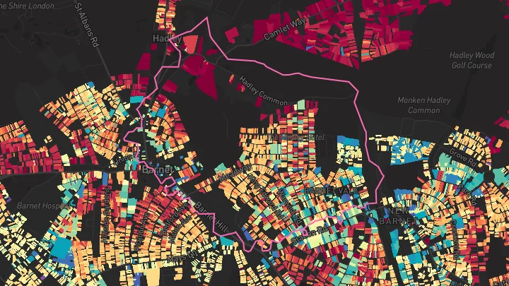 House price heatmap showing property values across High Barnet