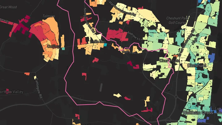 House price heatmap showing property values across Turkey Street