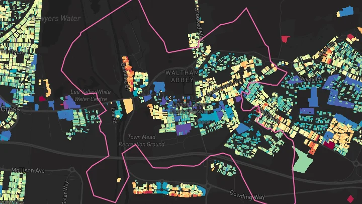 House price heatmap showing property values across Waltham Cross