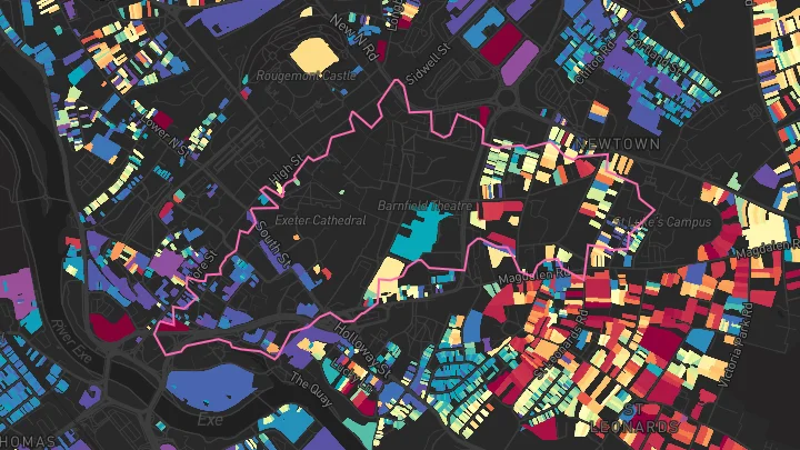House price heatmap showing property values across Exeter