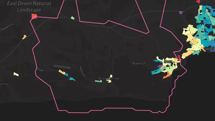 House price heatmap showing property values across Beer