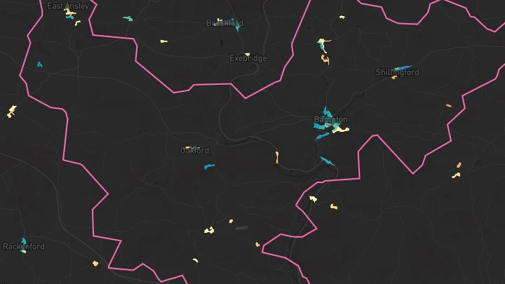 House price heatmap showing property values across Bampton