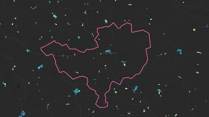 House price heatmap showing property values across Chulmleigh