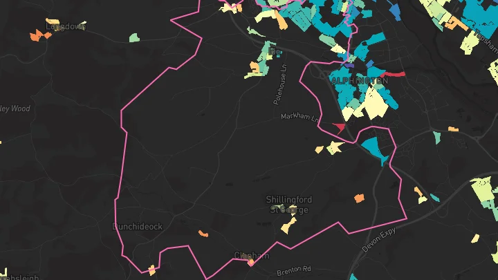 House price heatmap showing property values across Exeter