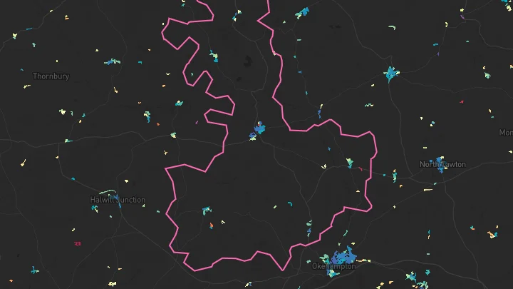 House price heatmap showing property values across Hatherleigh