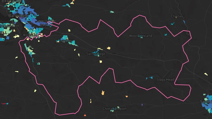 House price heatmap showing property values across Landkey