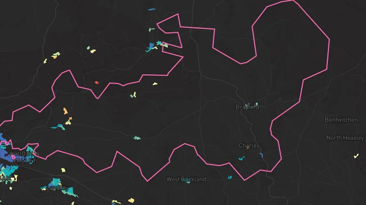 House price heatmap showing property values across Barnstaple