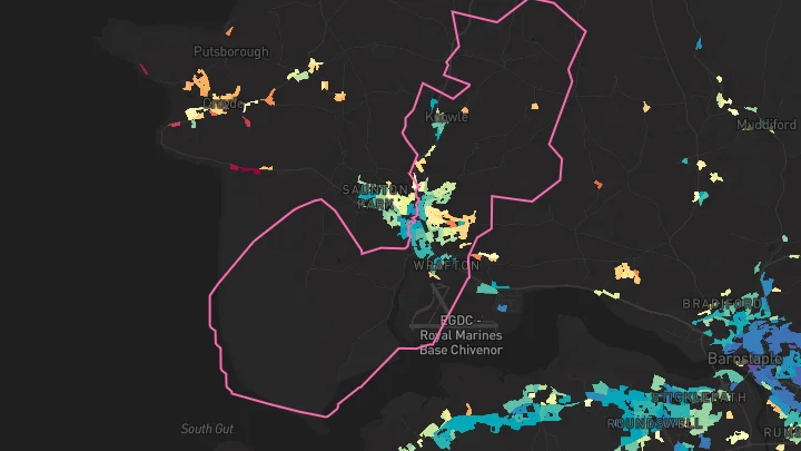 House price heatmap showing property values across Braunton