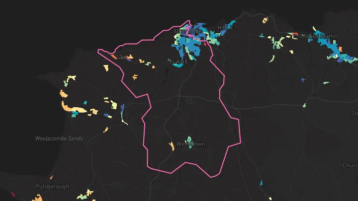 House price heatmap showing property values across Ilfracombe
