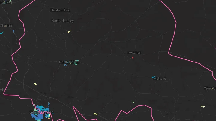 House price heatmap showing property values across North Molton