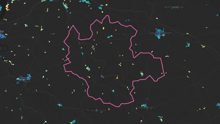 House price heatmap showing property values across High Bickington