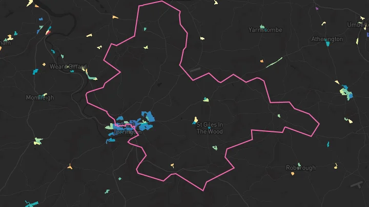 House price heatmap showing property values across Torrington