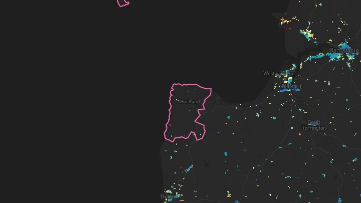 House price heatmap showing property values across Hartland