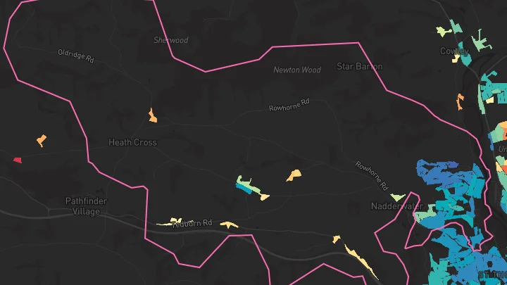 House price heatmap showing property values across Exeter