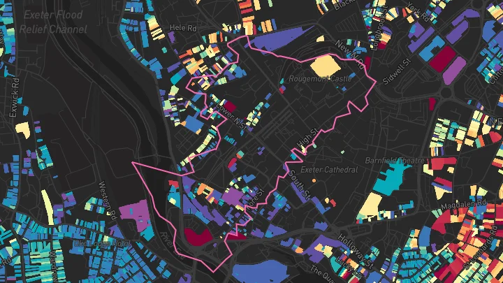House price heatmap showing property values across Exeter