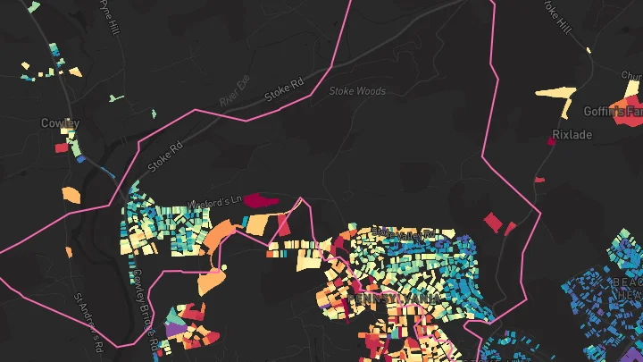 House price heatmap showing property values across Exeter