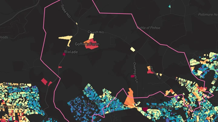 House price heatmap showing property values across Exeter