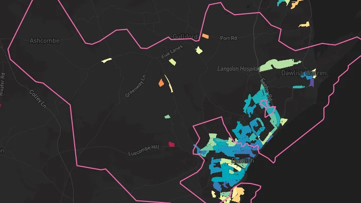 House price heatmap showing property values across Dawlish