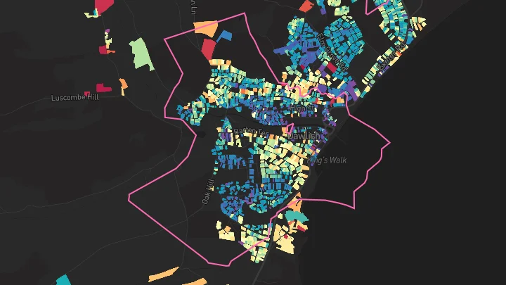 House price heatmap showing property values across Dawlish